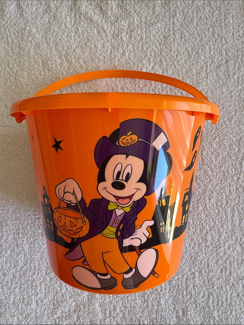 Disney Orange Mickey Mouse Halloween Treat Candy Bucket